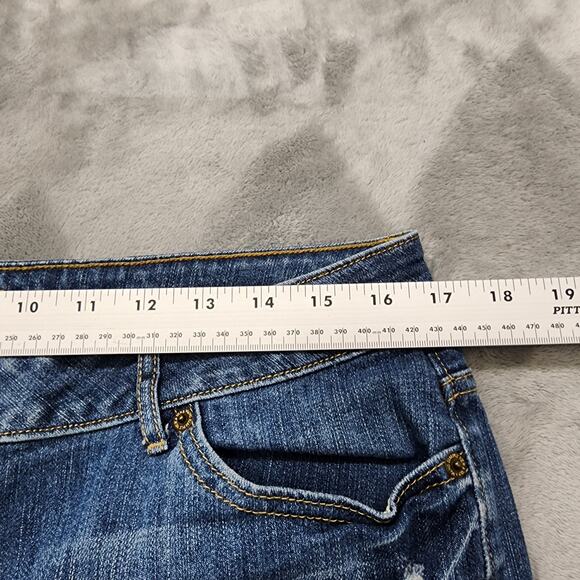 Simply Vera Vera Wang Jeans Womens 12 Blue Distressed Crop Straight Leg Stretch - Picture 10 of 14